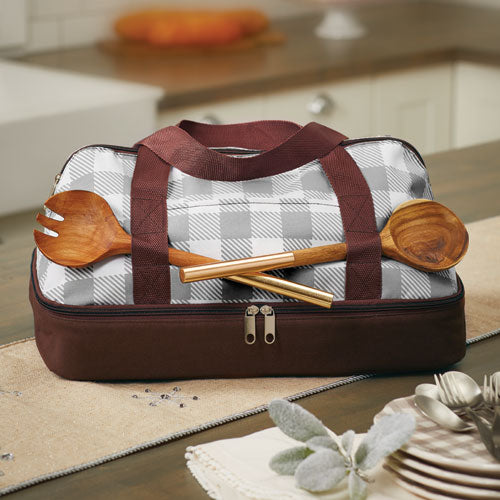 FARMHOUSE PLAID 2-TIER POT LUCK TOTE