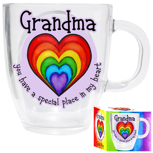 GRANDMA HEART GLASS MUG *DAMAGED BOX*