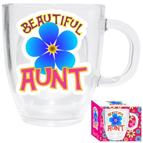 BEAUTIFUL AUNT GLASS MUG *DAMAGED BOX*