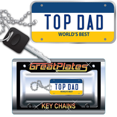 TOP DAD LICENSE PLATES KEYCHAIN