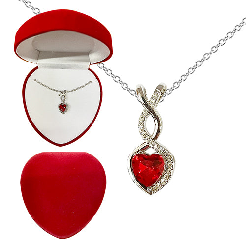 RED GEM HEART NECKLACE