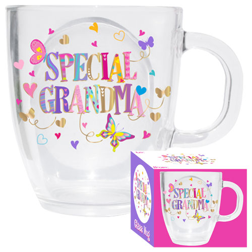 SPECIAL GRANDMA GLASS MUG *DAMAGE BOX*