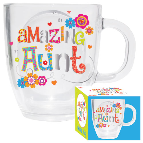 AMAZING AUNT GLASS MUG *DAMAGE BOX*