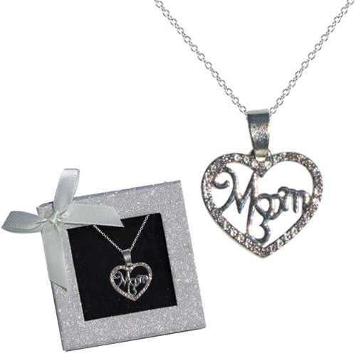 MOM SILVER HEART NECKLACE