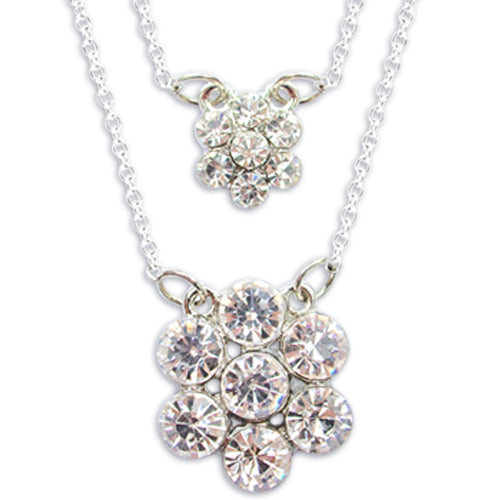 DOUBLE CRYSTAL FLOWER NECKLACE